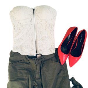 Y2K White Lace Bustier